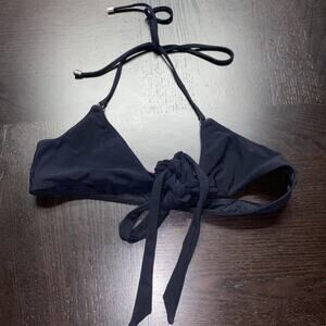 Solid Black Strappy Bikini Swim Bathing Suit Top Women's Size Medium